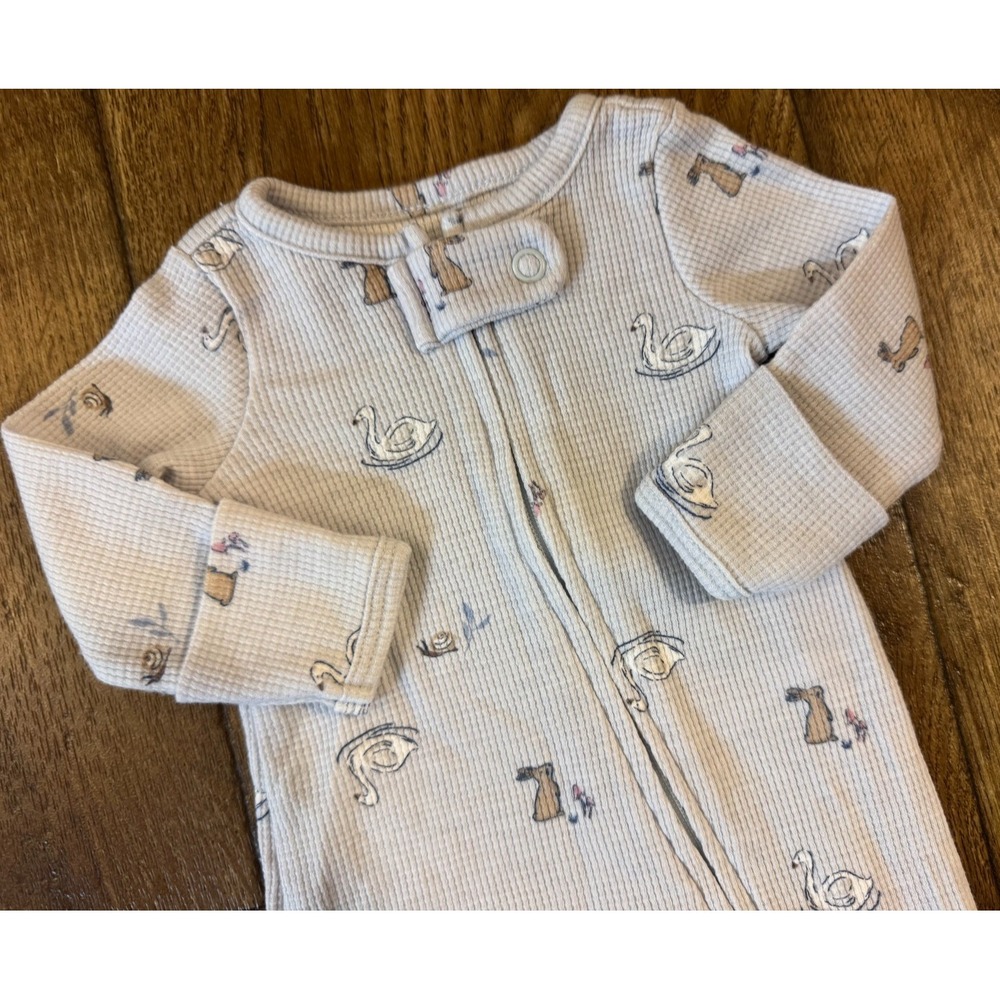 Carter's Thermal Sleeper Baby Girl Preemie Gray Good Bunny Goose Waffle Romper